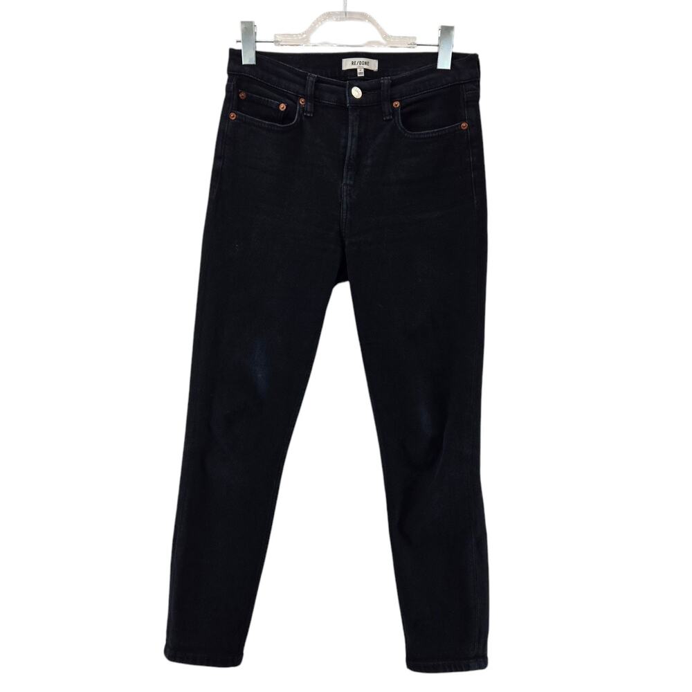 Re/Done Straight‎ Leg Jeans Womens 27 Indogo Dark Wash Mid Rise Skinny Stretch